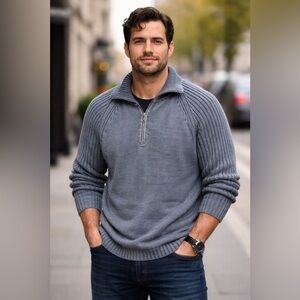 Vintage D&G Dolce & Gabbana Quarter Zip Sweater XXL | Ribbed Sleeves | Y2K Grey